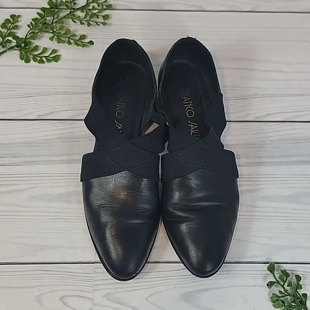 Franco Sarto Loafer Leather Flats in Black Womens Size 10